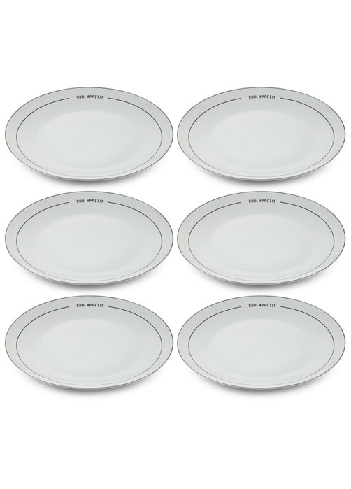 Hermia DNR0076 Juego de Platos de Servicio 6 Piezas Porcelana Blanca Apto Lavavajillas No Microondas Elegancia